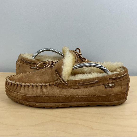 L.L. Bean Men’s Size 11.0 M Wicked Good Slipper Moccasins Brown Suede Lined - Picture 3 of 10